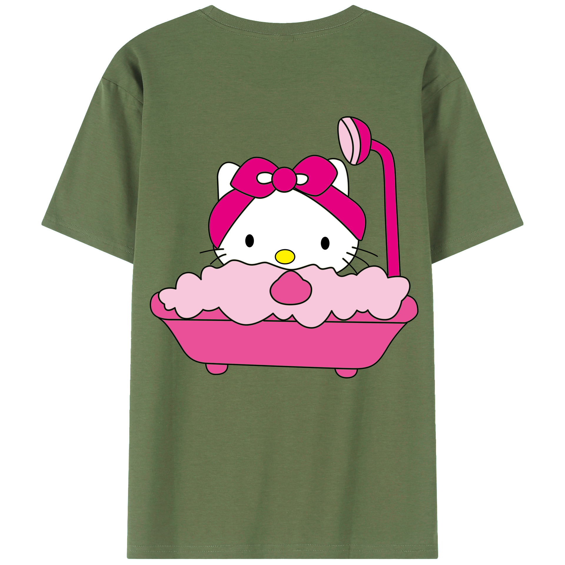 （画像用） Hello Kitty ハローキティ 綿100％ メンズ半袖Tシャツ（バックプリント） 通気性